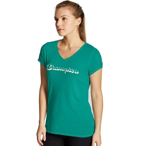 New Champion V-Neck Logo Shirt Authentic Wash - Picture 1 of 4